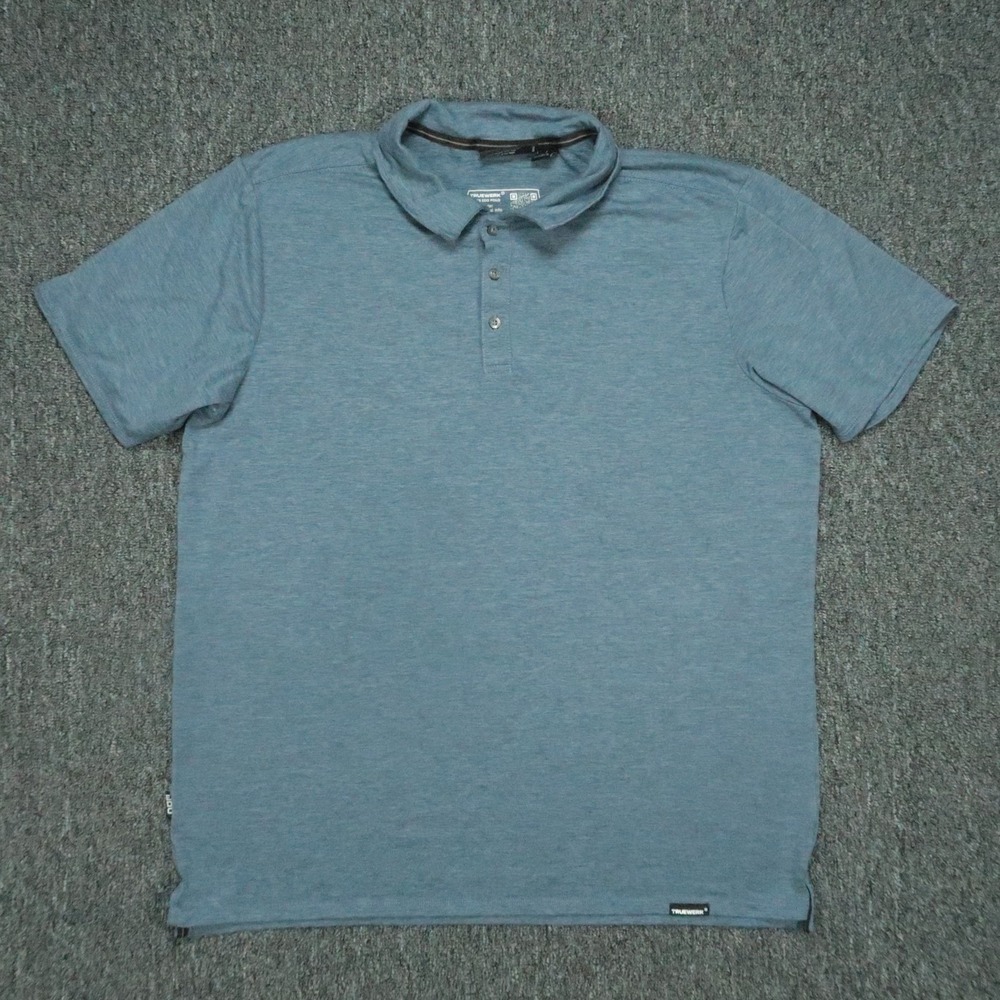 Truewerk Shirt Mens Large Blue EDO Polo Short Sleeve Performance Workwear